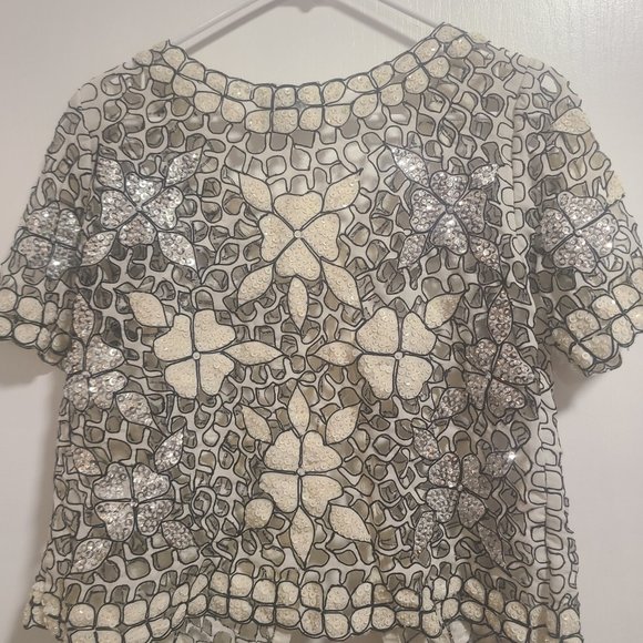 Vintage White Sequin Shirt/Jacket - Picture 2 of 5